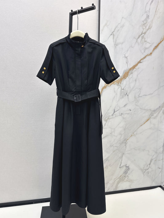 26ss Stand-up collar long dress