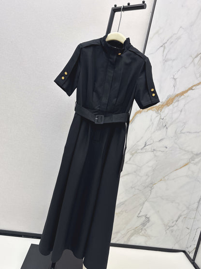26ss Stand-up collar long dress