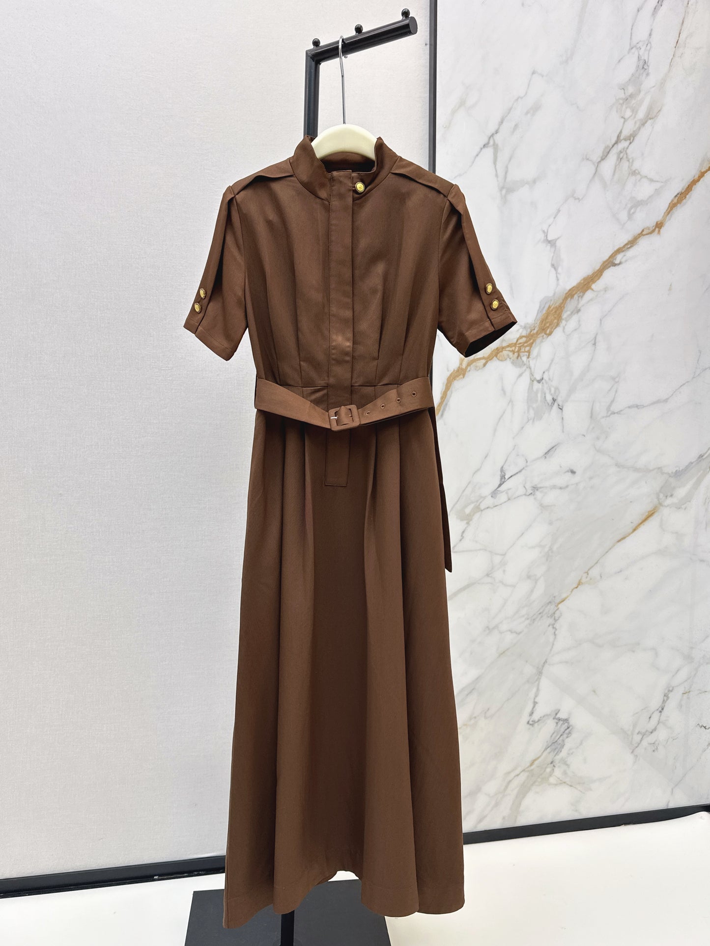 26ss Stand-up collar long dress