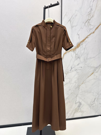 26ss Stand-up collar long dress