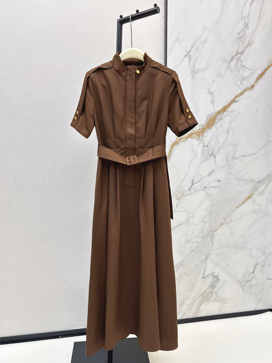 26ss Stand-up collar long dress