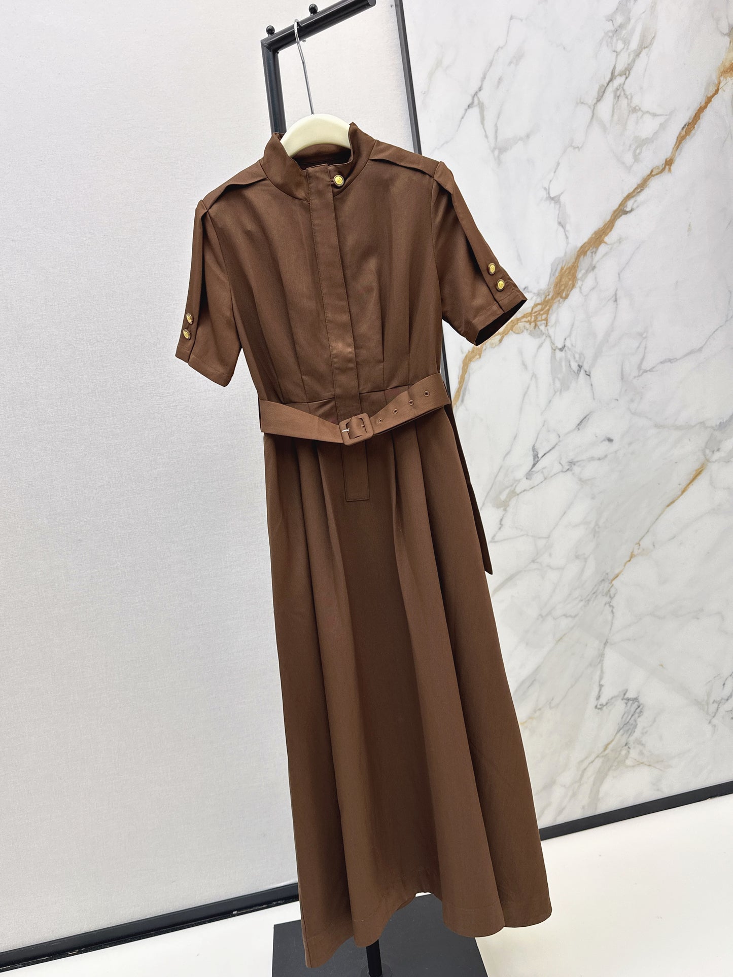26ss Stand-up collar long dress