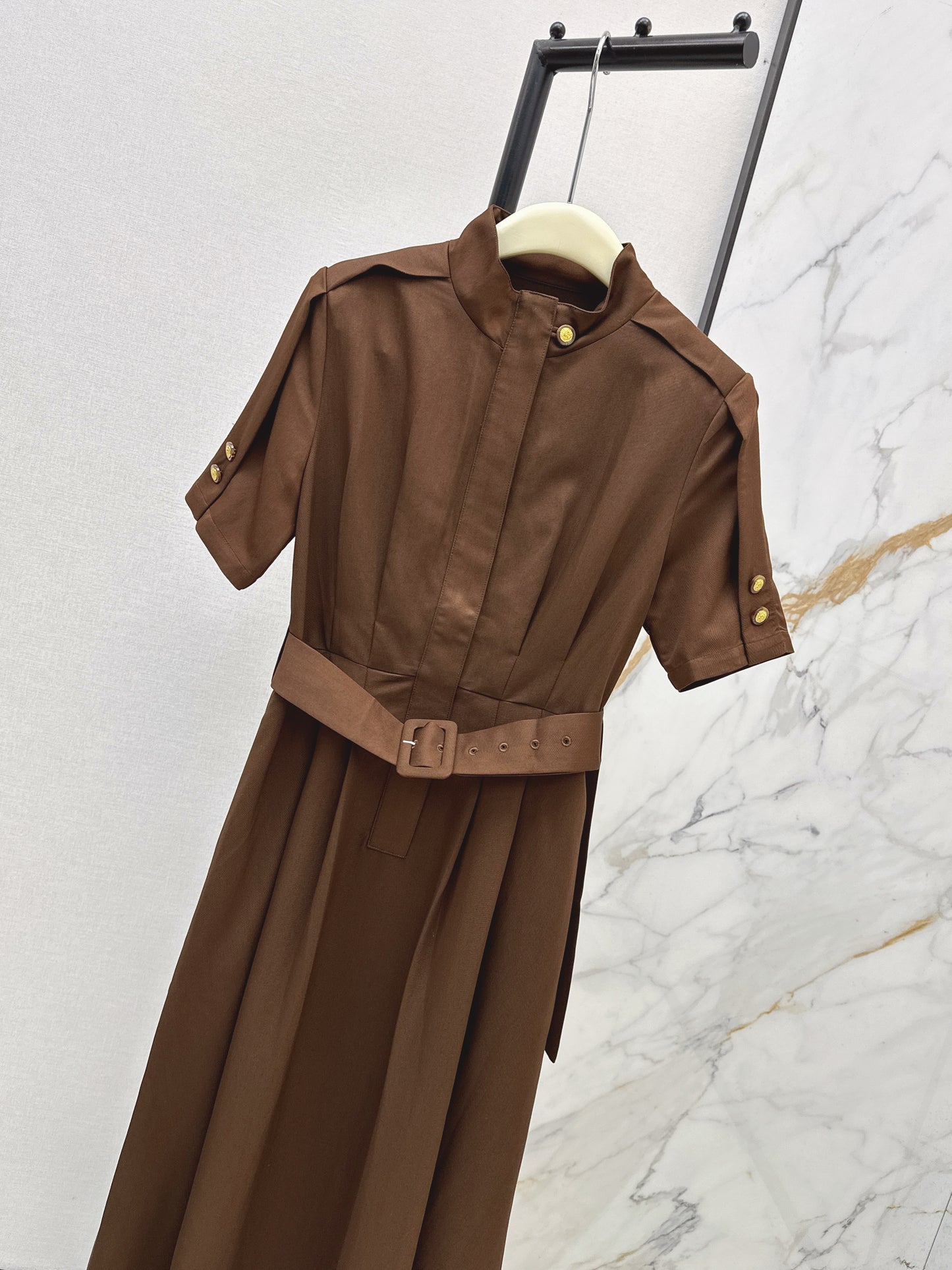 26ss Stand-up collar long dress