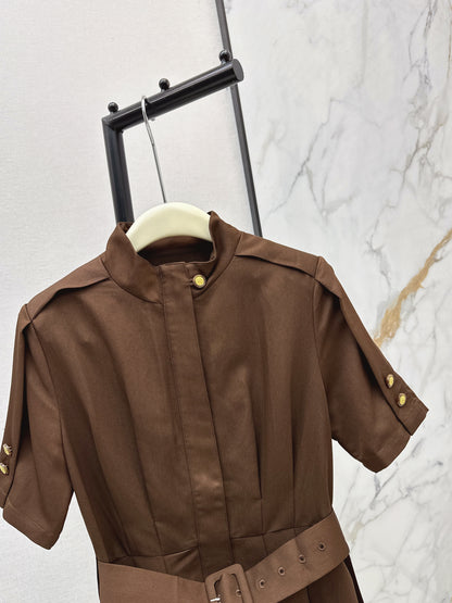 26ss Stand-up collar long dress