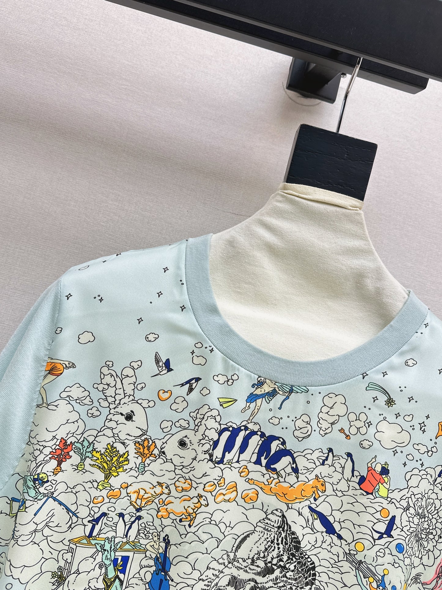 26ss Printed Pattern Patchwork Knit T-Shirt