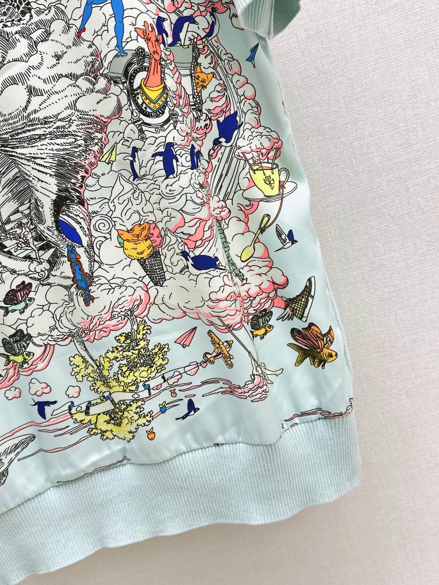 26ss Printed Pattern Patchwork Knit T-Shirt