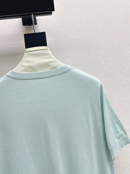 26ss Printed Pattern Patchwork Knit T-Shirt