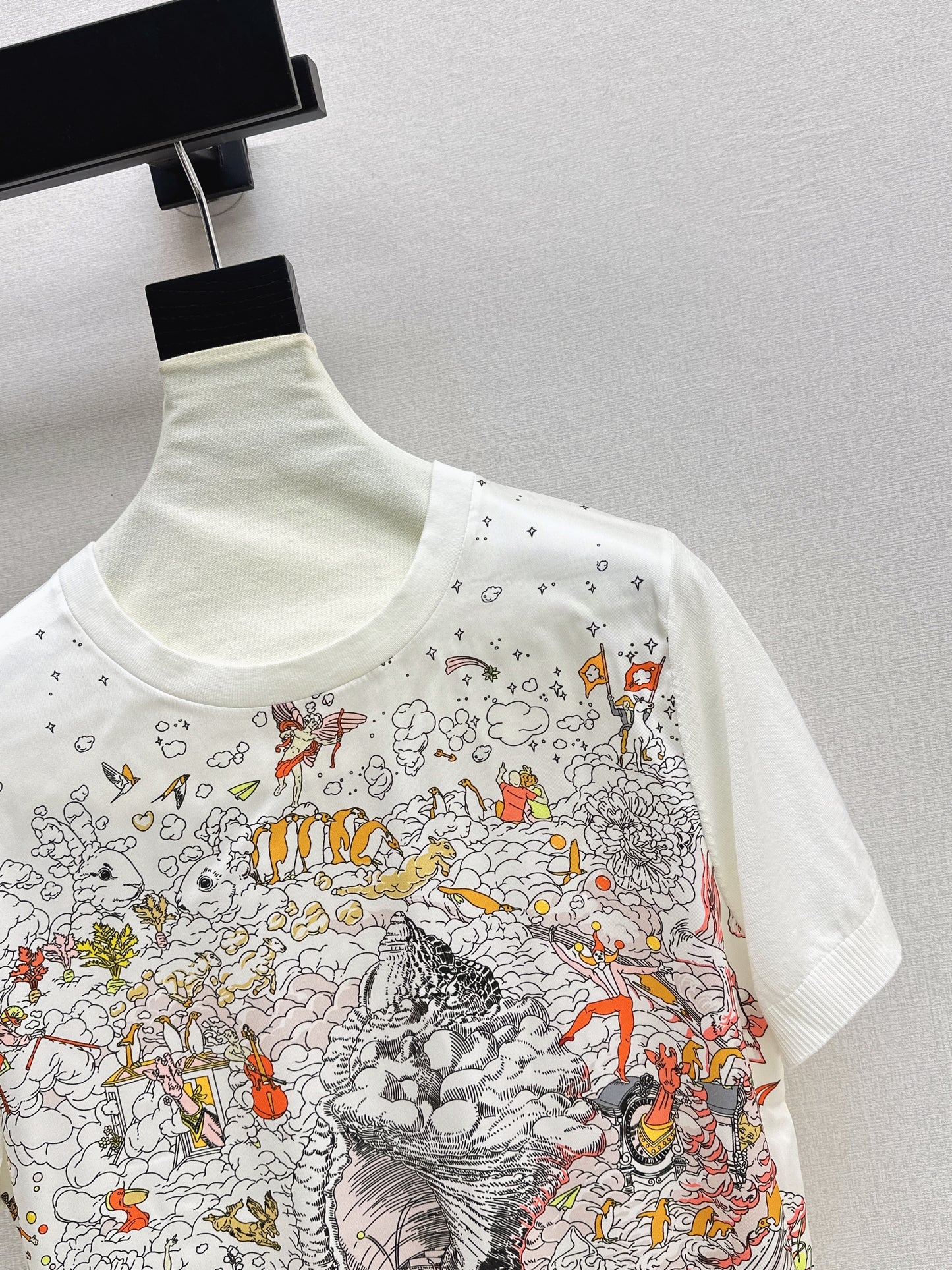 26ss Printed Pattern Patchwork Knit T-Shirt