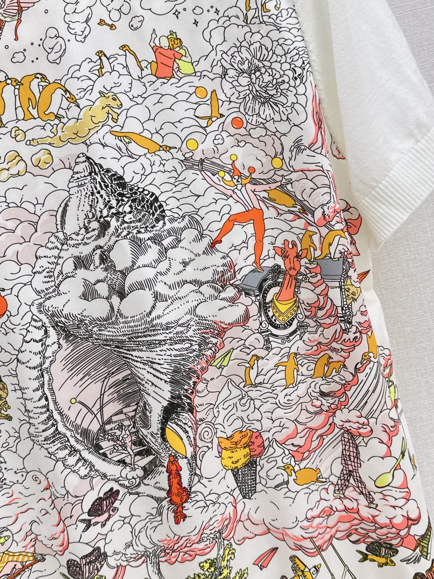 26ss Printed Pattern Patchwork Knit T-Shirt