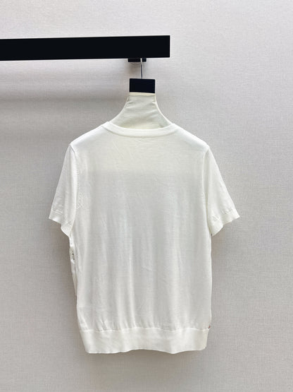 26ss Printed Pattern Patchwork Knit T-Shirt