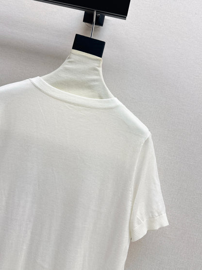 26ss Printed Pattern Patchwork Knit T-Shirt
