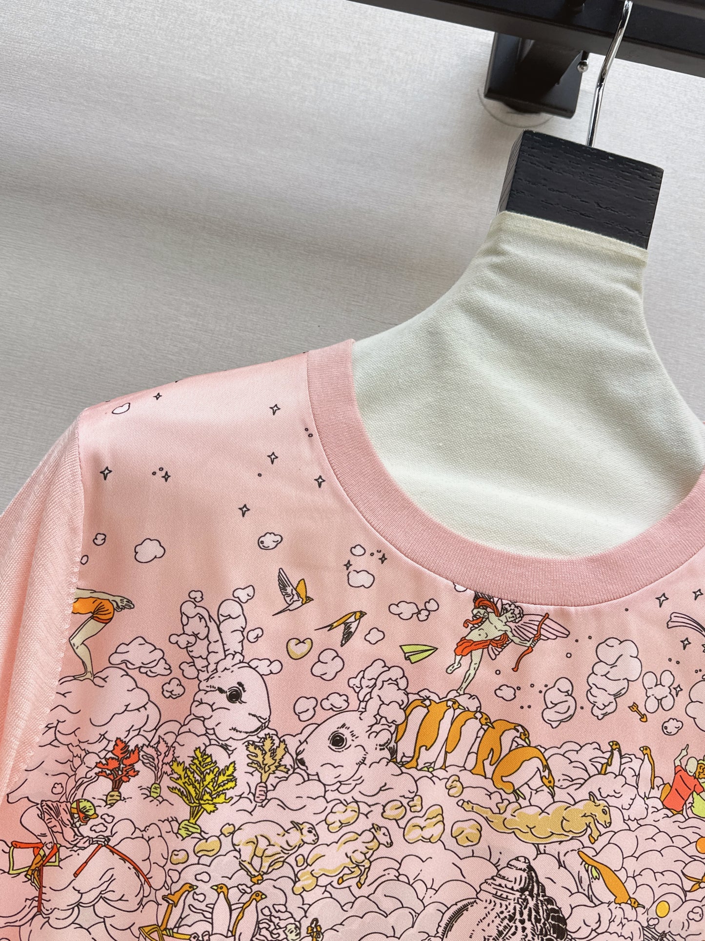 26ss Printed Pattern Patchwork Knit T-Shirt
