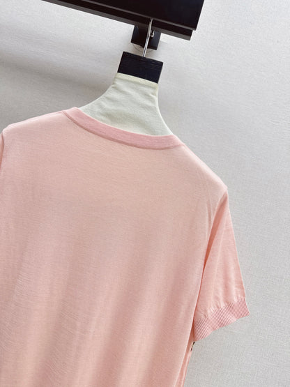 26ss Printed Pattern Patchwork Knit T-Shirt