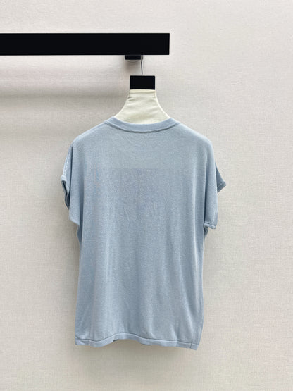 26ss Scarf-embellished knit T-shirt