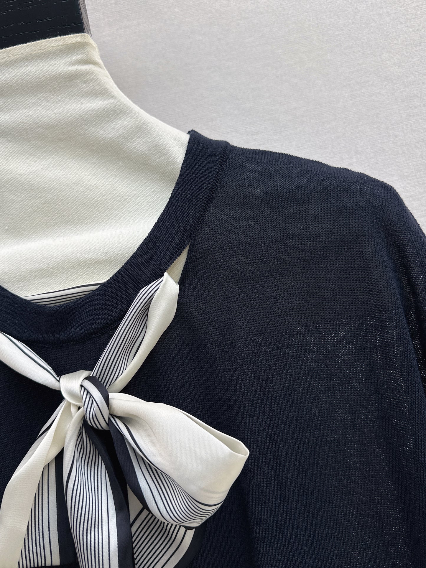 26ss Scarf-embellished knit T-shirt
