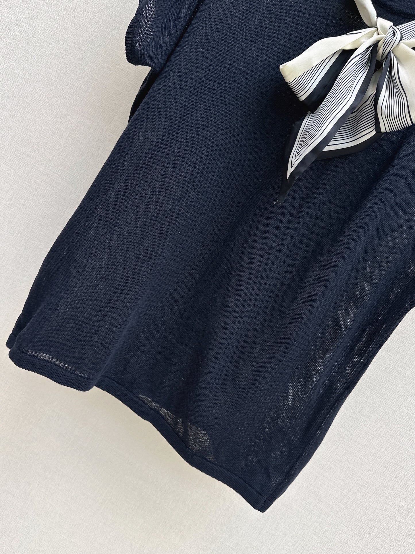 26ss Scarf-embellished knit T-shirt