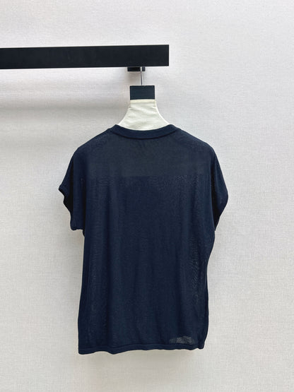 26ss Scarf-embellished knit T-shirt