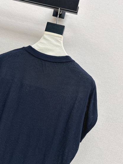 26ss Scarf-embellished knit T-shirt