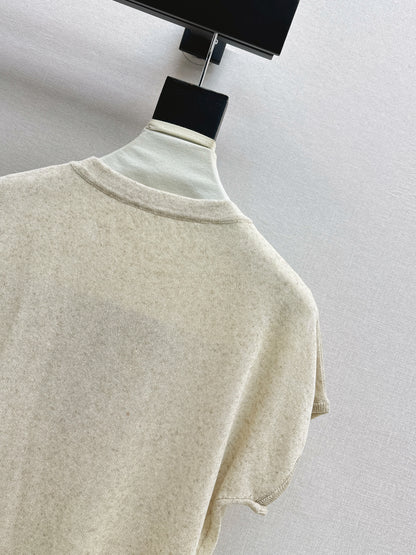 26ss Scarf-embellished knit T-shirt