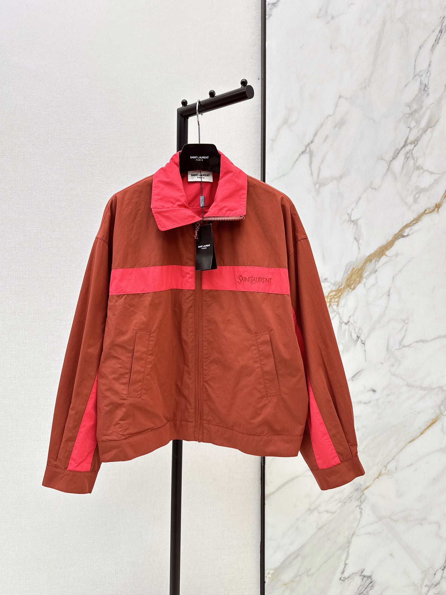 26ss Color-blocked Stand Collar Jacket