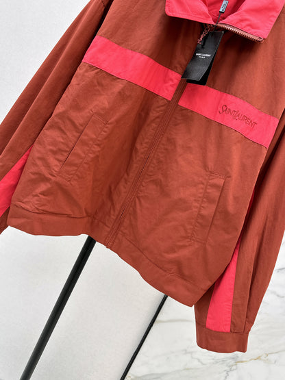 26ss Color-blocked Stand Collar Jacket