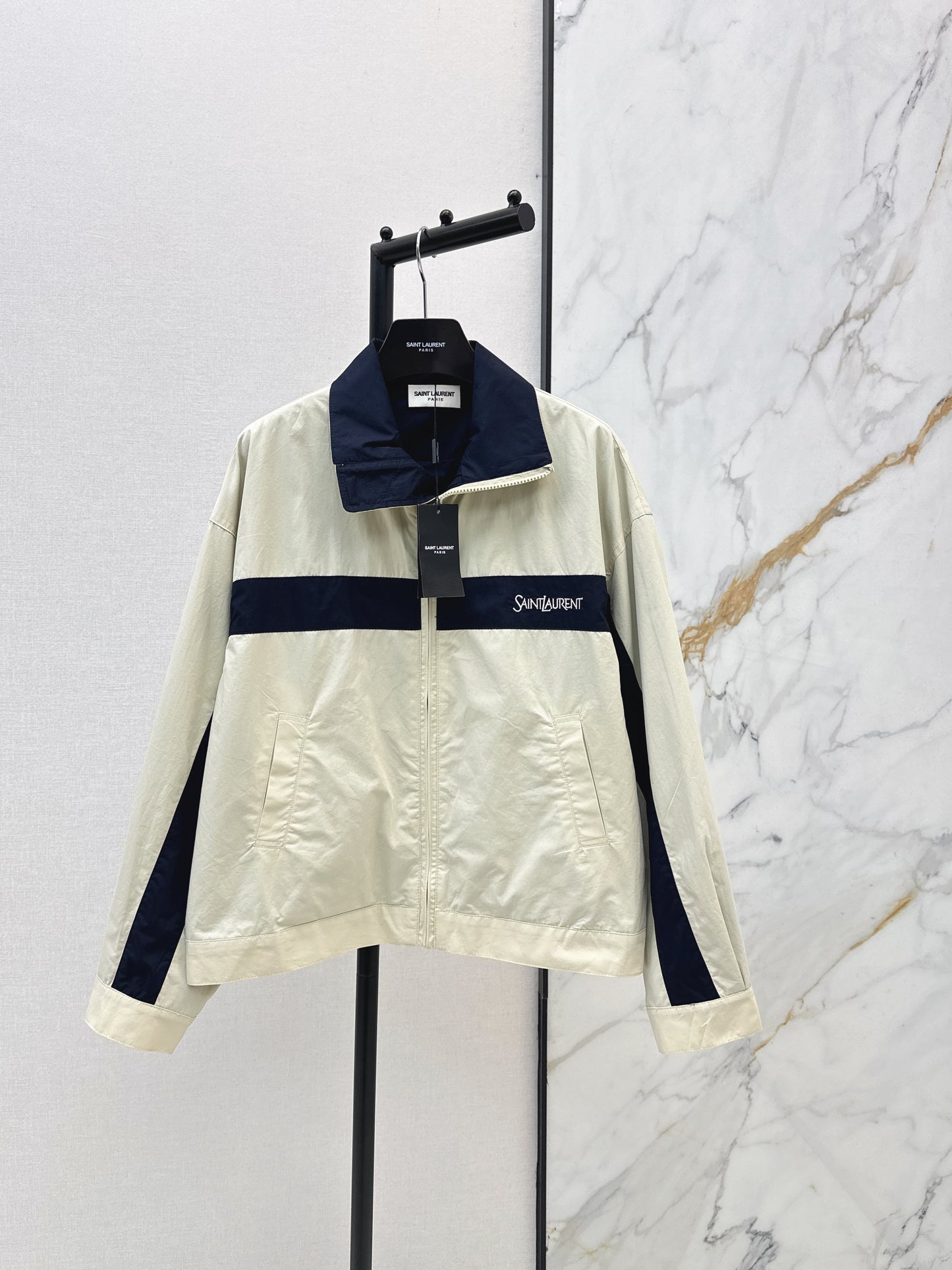 26ss Color-blocked Stand Collar Jacket