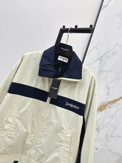 26ss Color-blocked Stand Collar Jacket