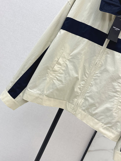 26ss Color-blocked Stand Collar Jacket