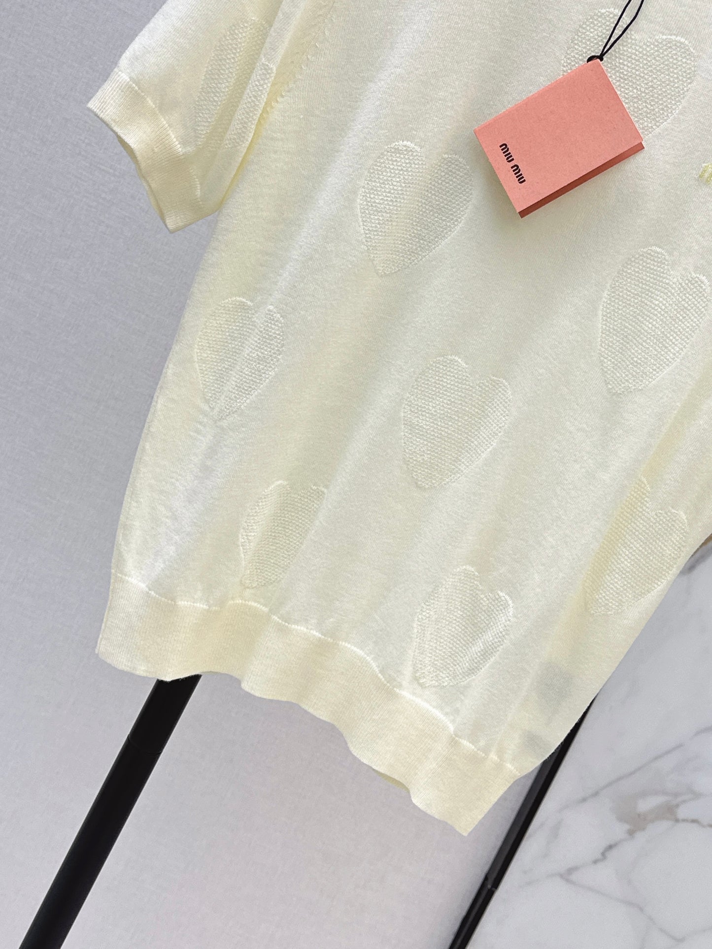 26ss Letter Embroidery Decorative Knit T-Shirt