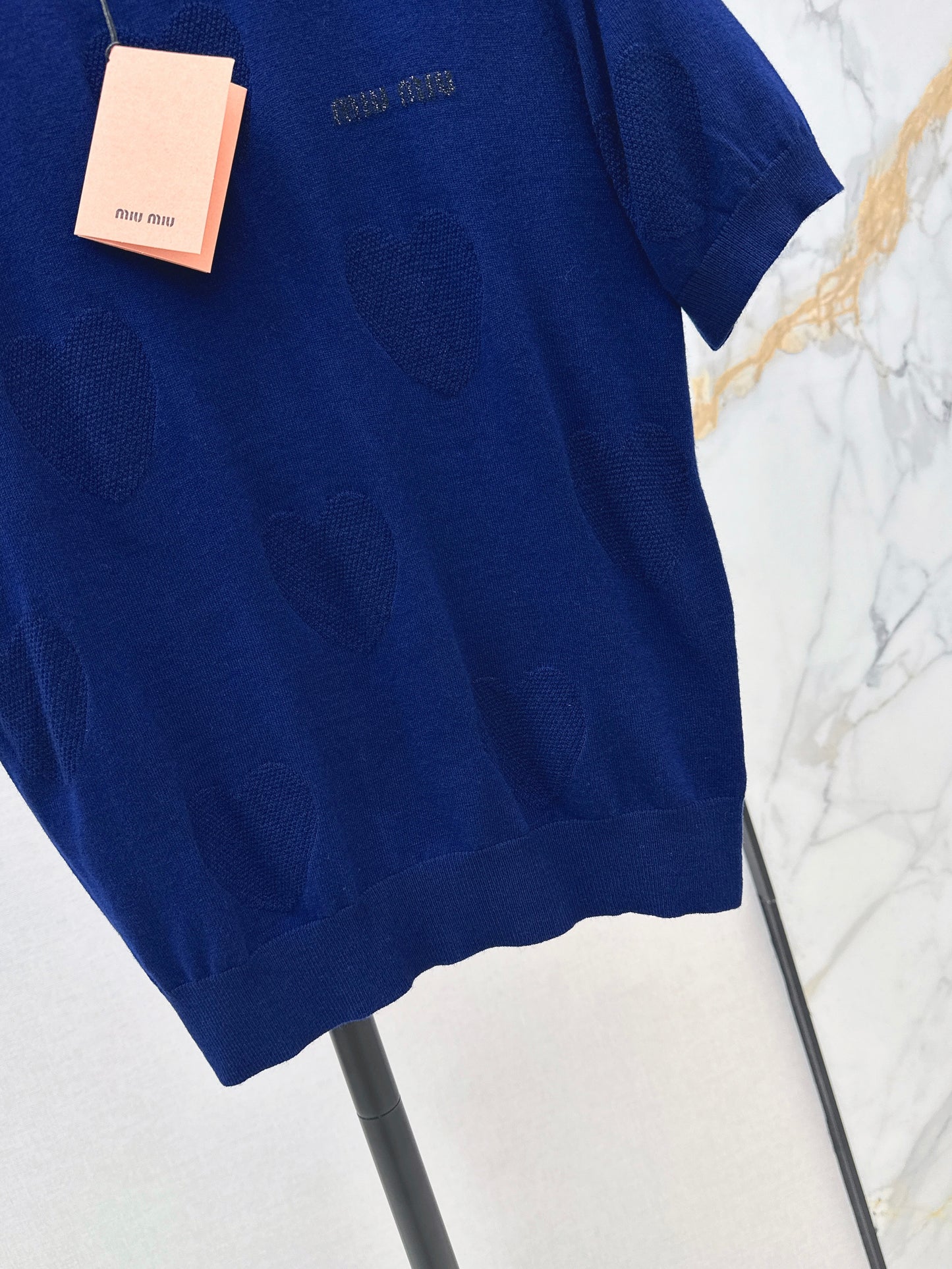 26ss Letter Embroidery Decorative Knit T-Shirt