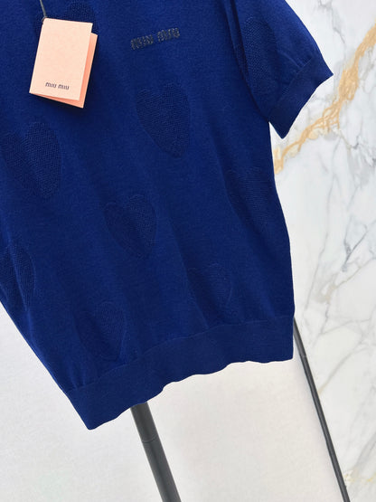 26ss Letter Embroidery Decorative Knit T-Shirt