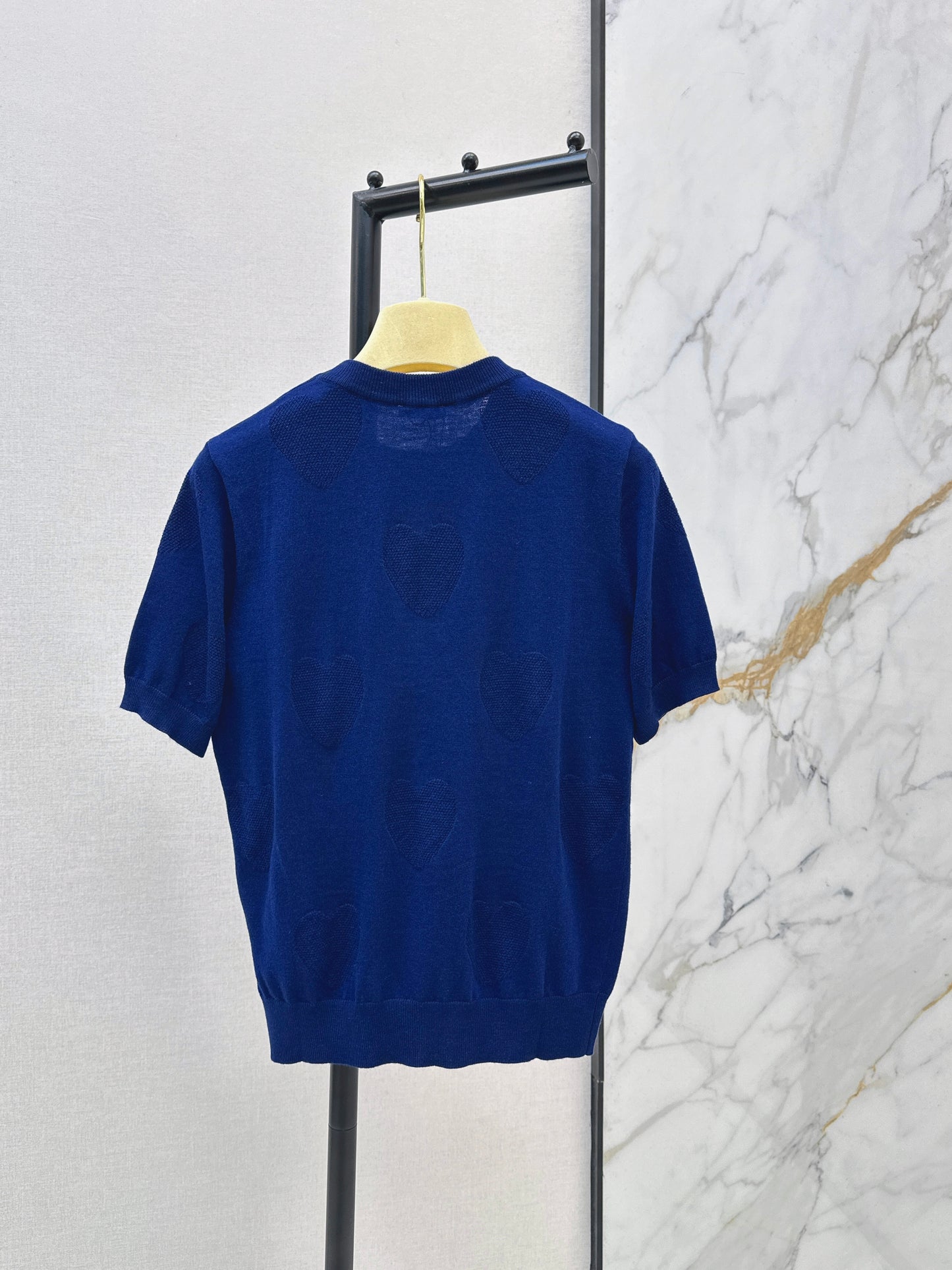 26ss Letter Embroidery Decorative Knit T-Shirt