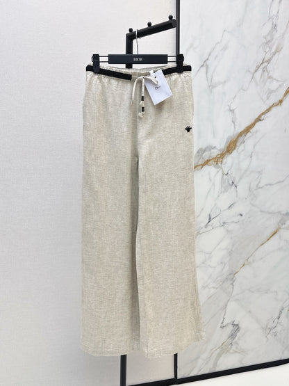 26ss Color-block elastic waist straight pants