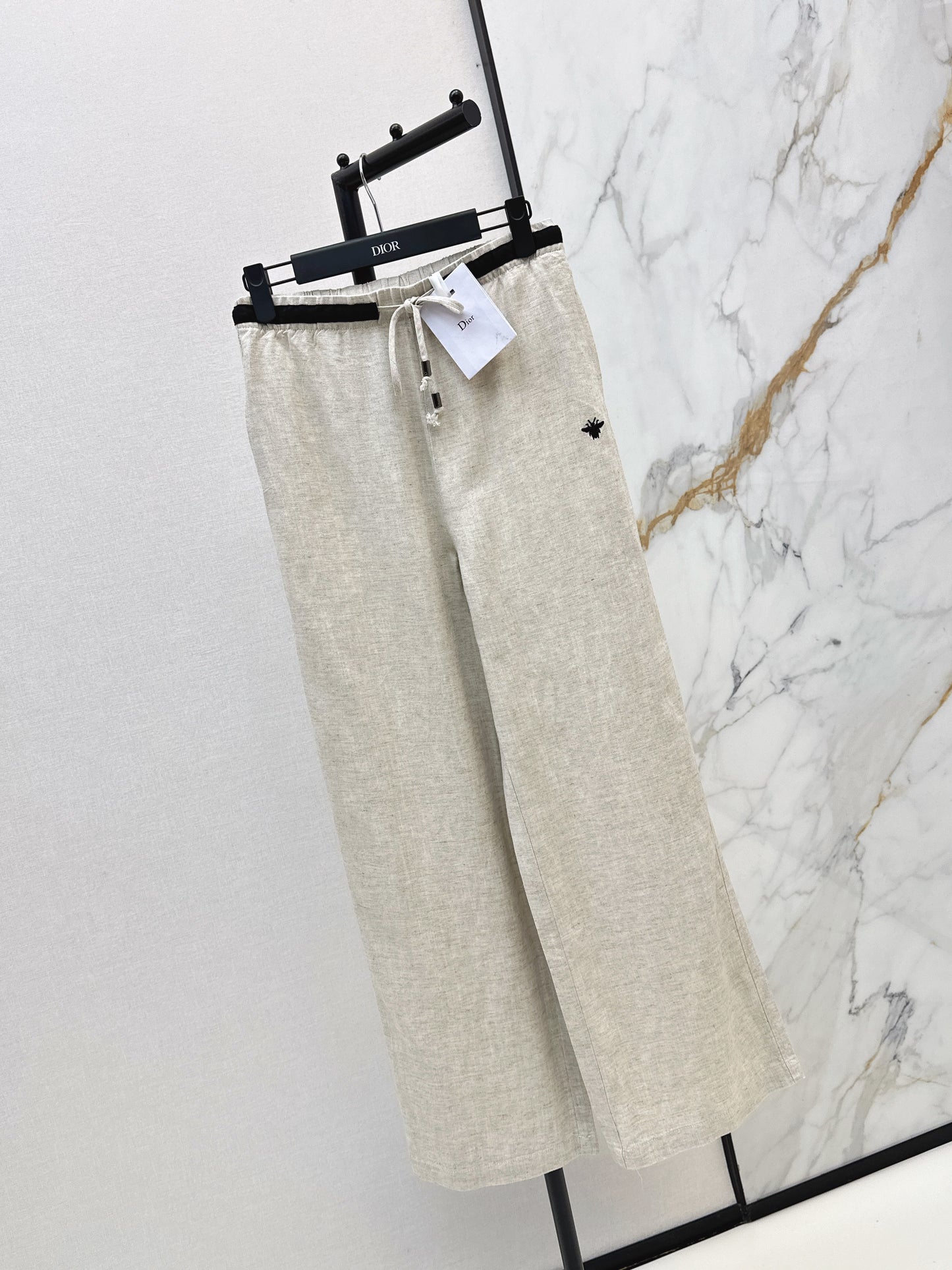 26ss Color-block elastic waist straight pants