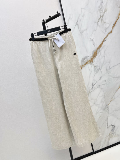 26ss Color-block elastic waist straight pants