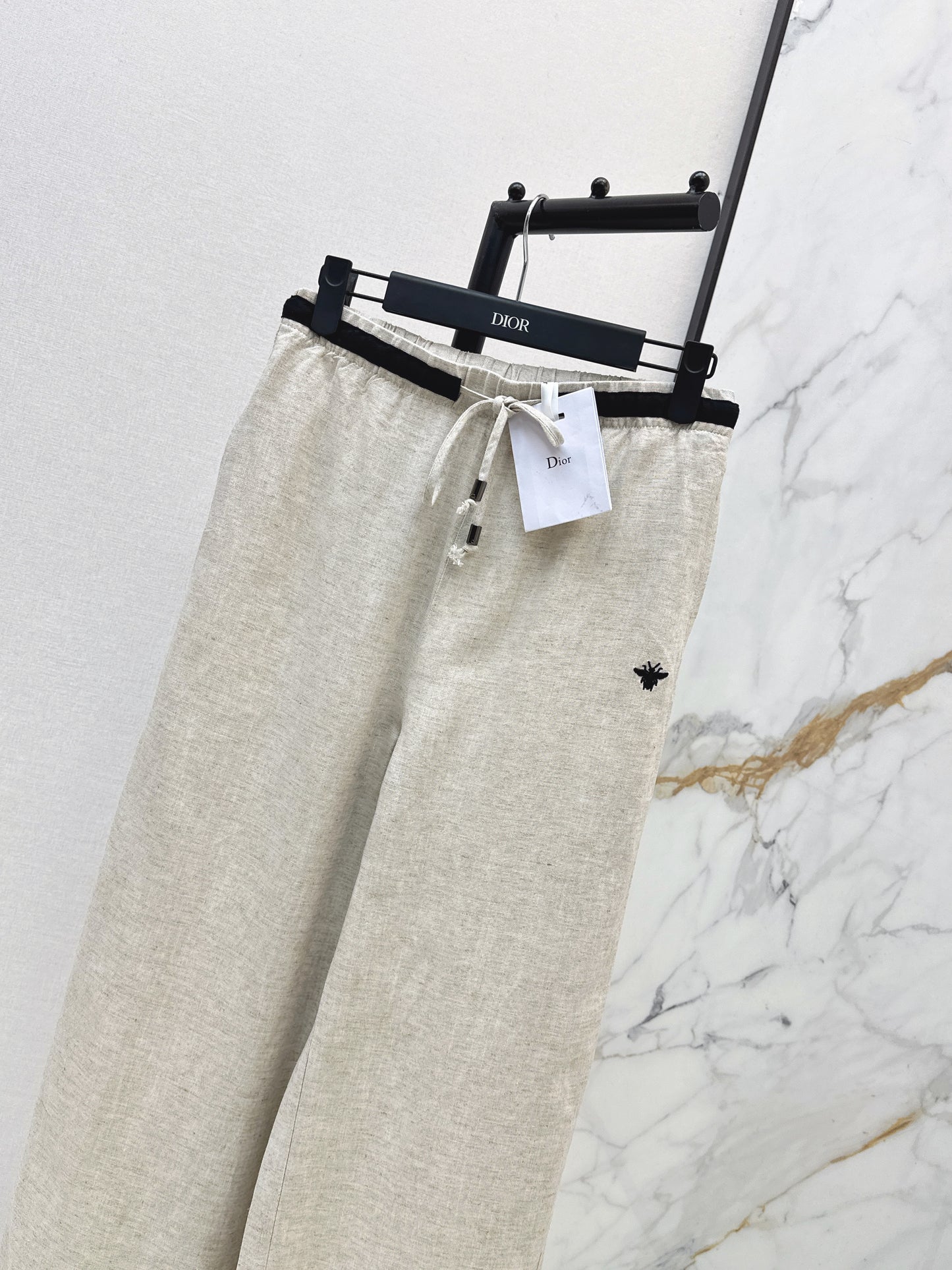 26ss Color-block elastic waist straight pants