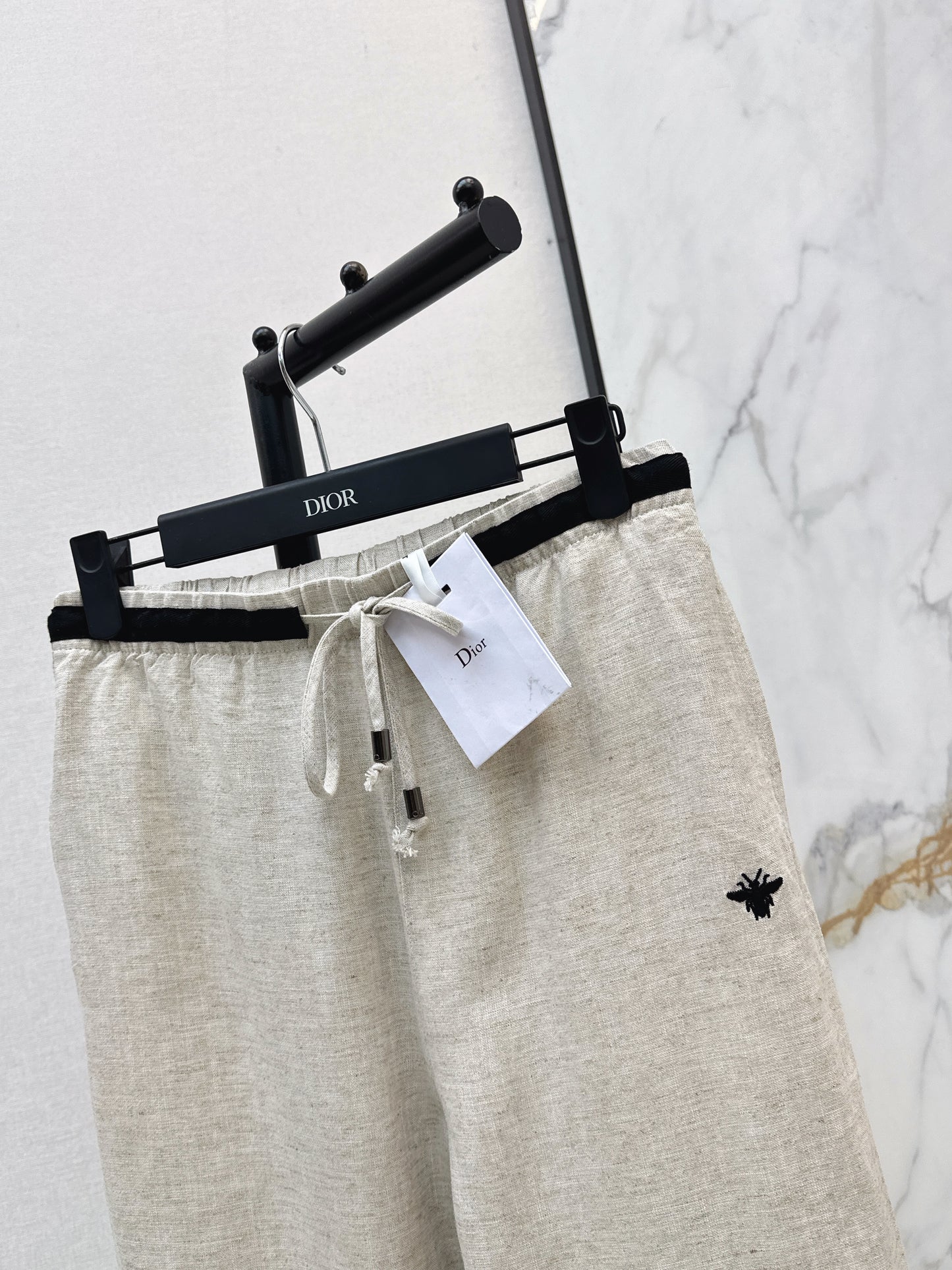 26ss Color-block elastic waist straight pants