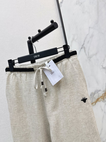26ss Color-block elastic waist straight pants