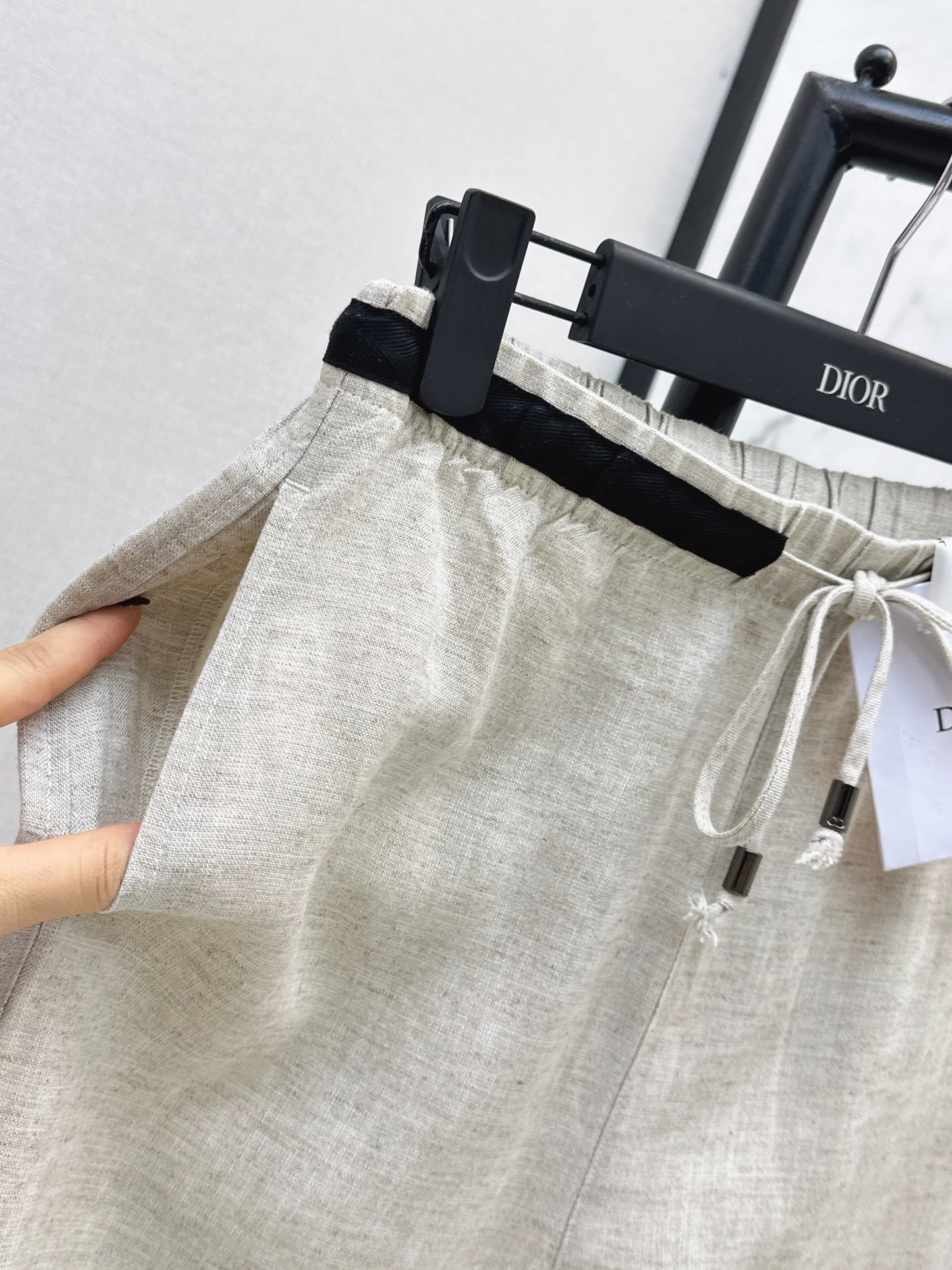 26ss Color-block elastic waist straight pants