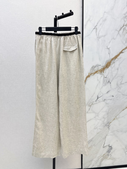 26ss Color-block elastic waist straight pants