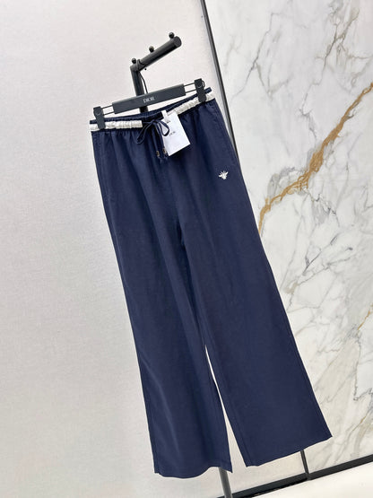 26ss Color-block elastic waist straight pants