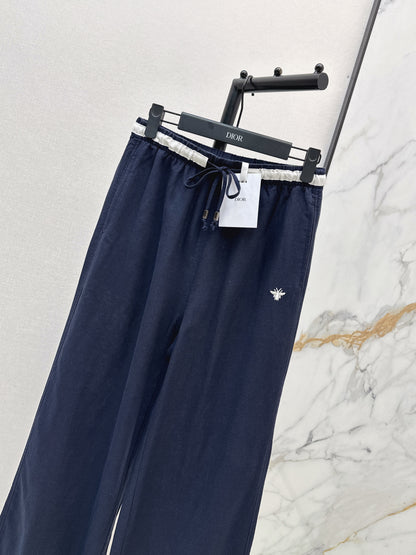 26ss Color-block elastic waist straight pants
