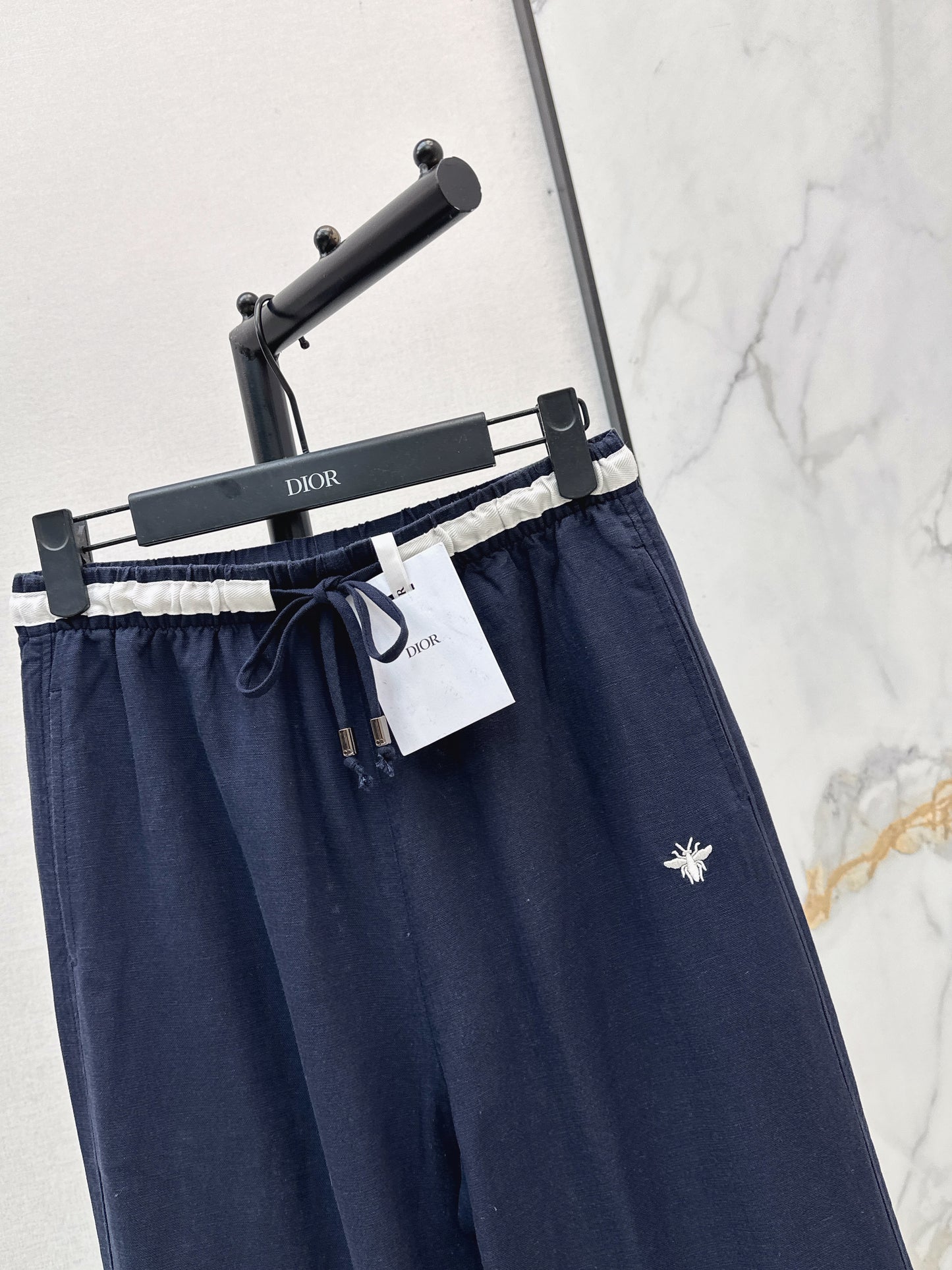 26ss Color-block elastic waist straight pants