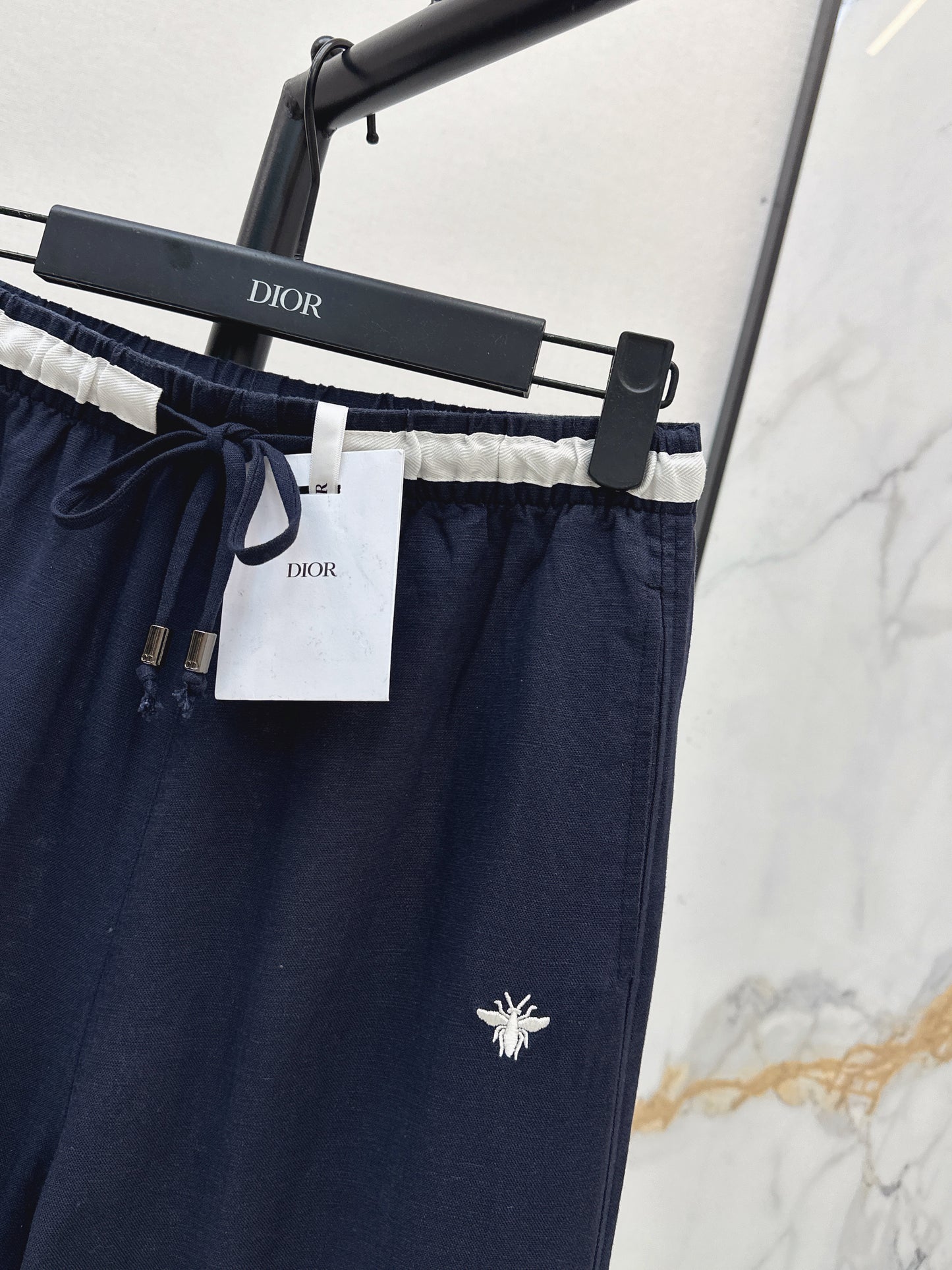26ss Color-block elastic waist straight pants