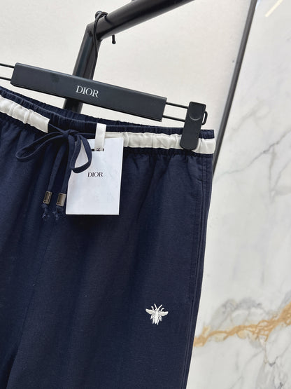 26ss Color-block elastic waist straight pants