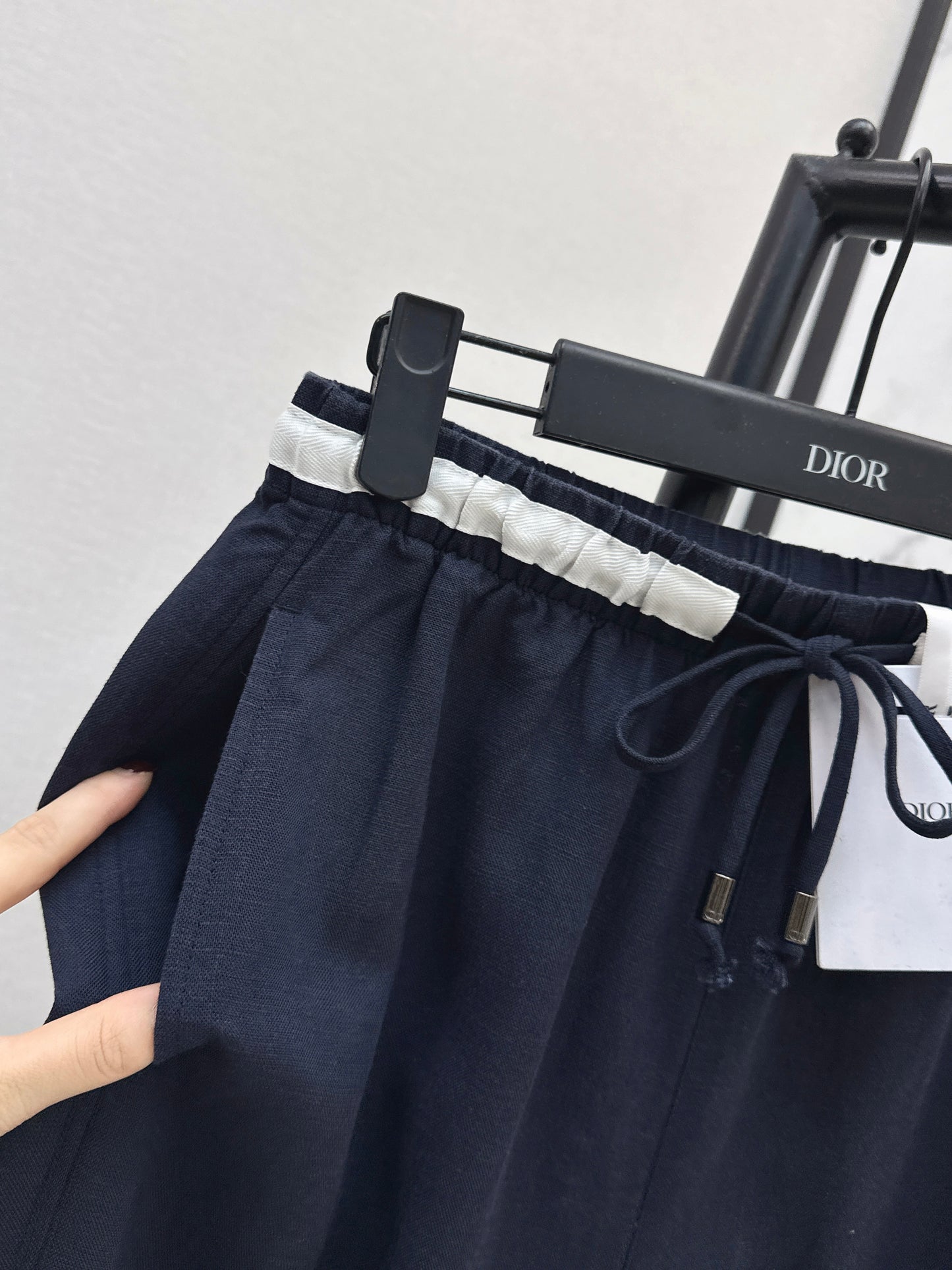 26ss Color-block elastic waist straight pants