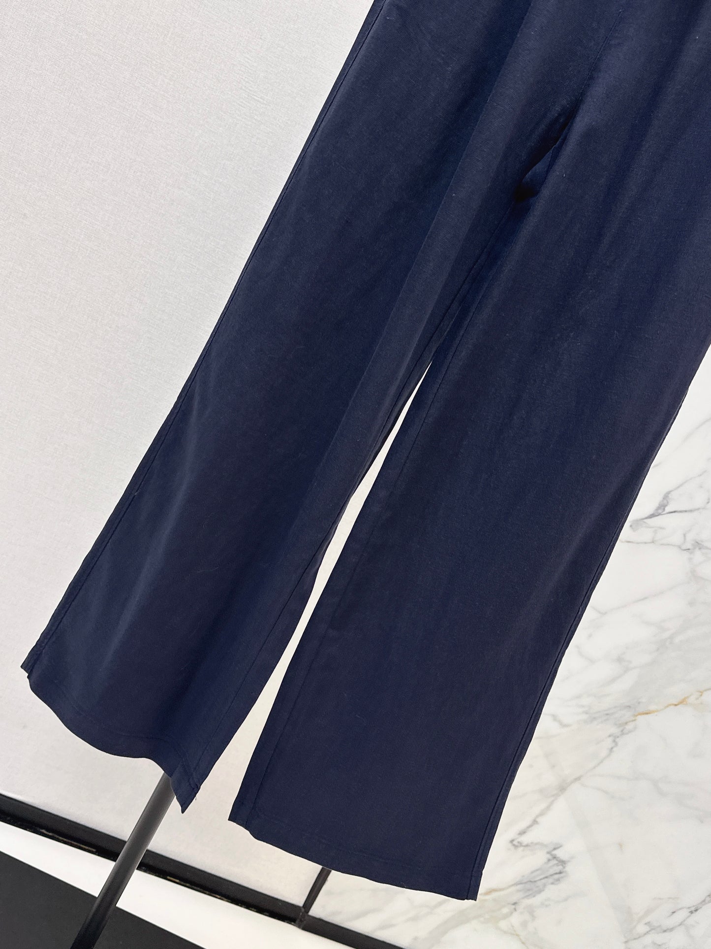 26ss Color-block elastic waist straight pants