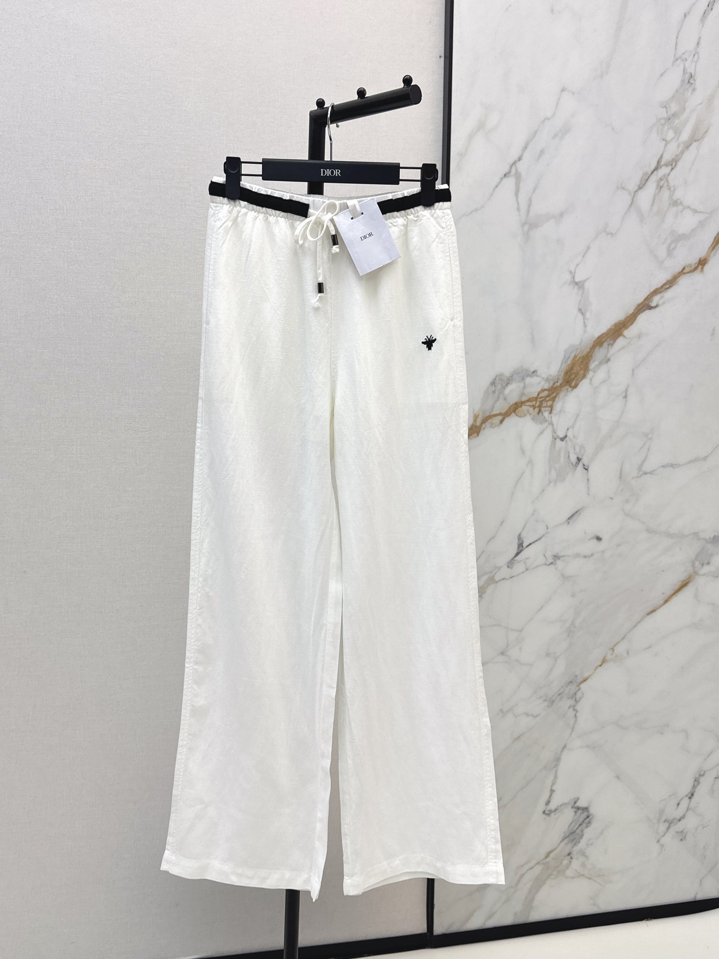 26ss Color-block elastic waist straight pants