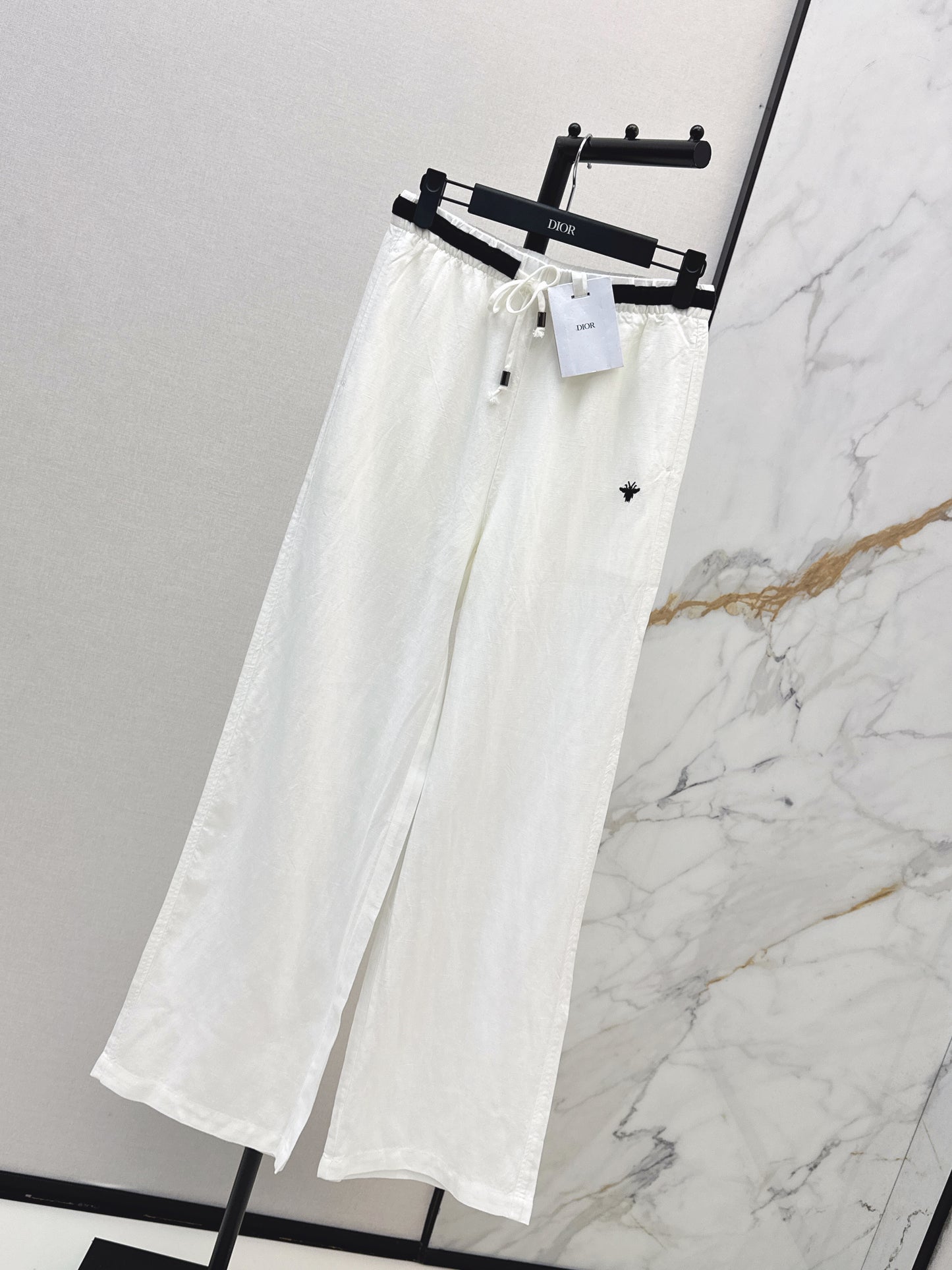 26ss Color-block elastic waist straight pants