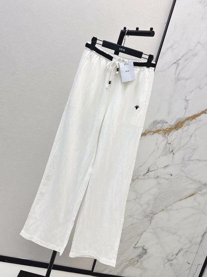 26ss Color-block elastic waist straight pants